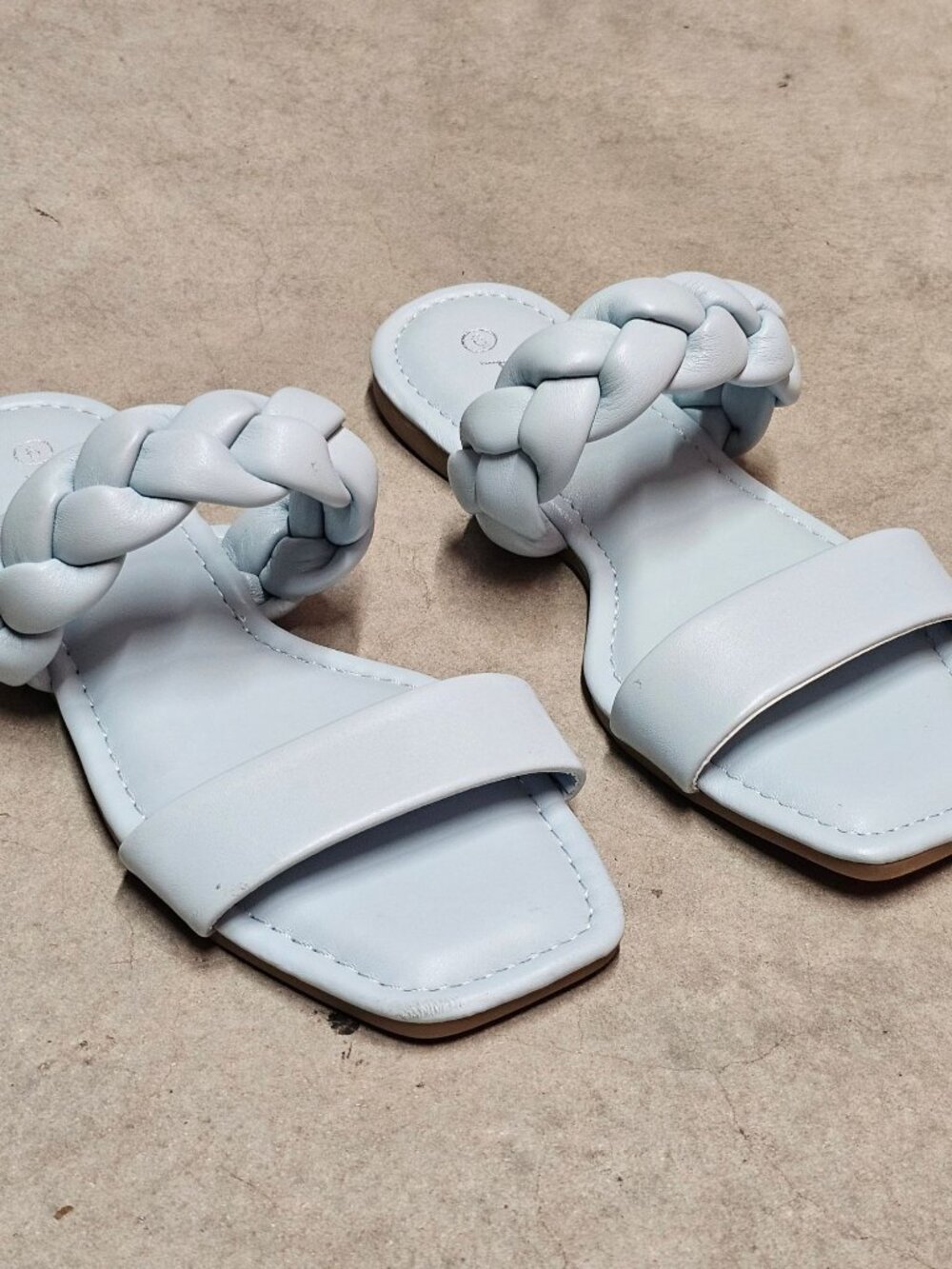 Braided Strap Light Blue Square-Toe Womens Sandals - Picture 5 of 8